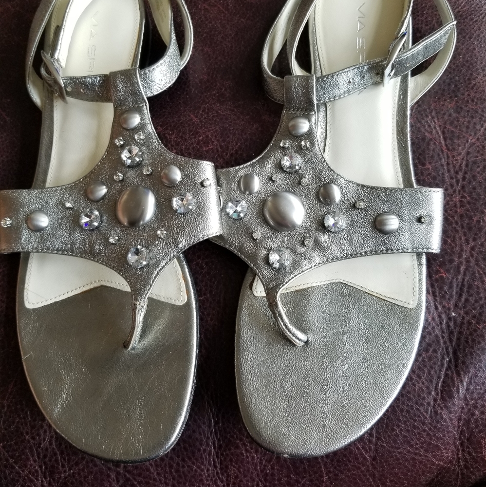 Via Spiga silver leather sandals  size 9